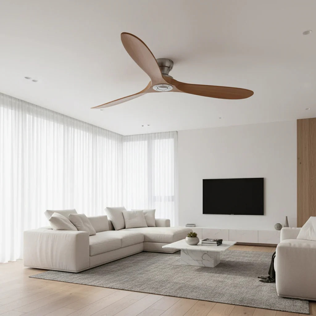 Faro - Ventilateur bois massif naturel et argent