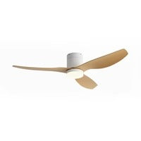 Agua - Ventilateur LED intégrée blanc et bois clair